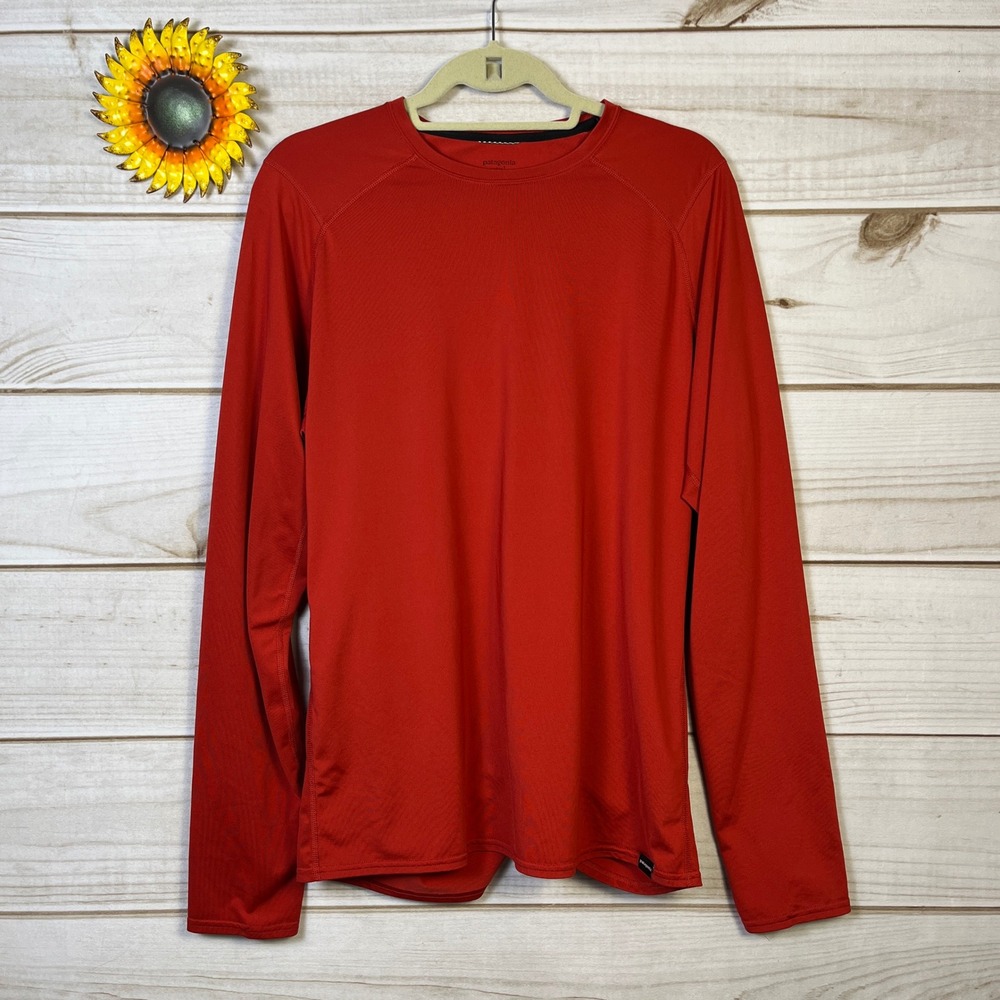 Patagonia Mens Red Long Sleeve Capilene Performance Shirt Top base layer large
